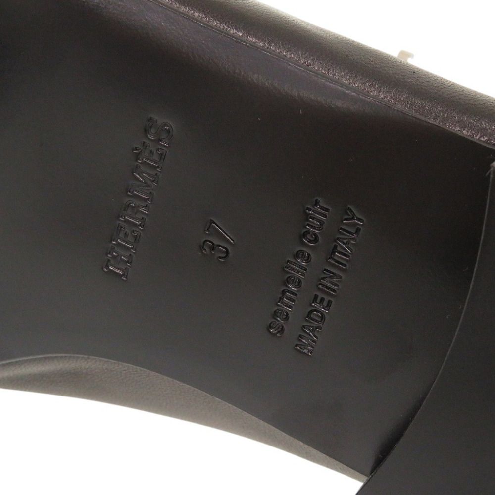 Hermes Lovely Kelly Buckle Nappa Leather Black Flat Shoes Pumps 37 — view 8