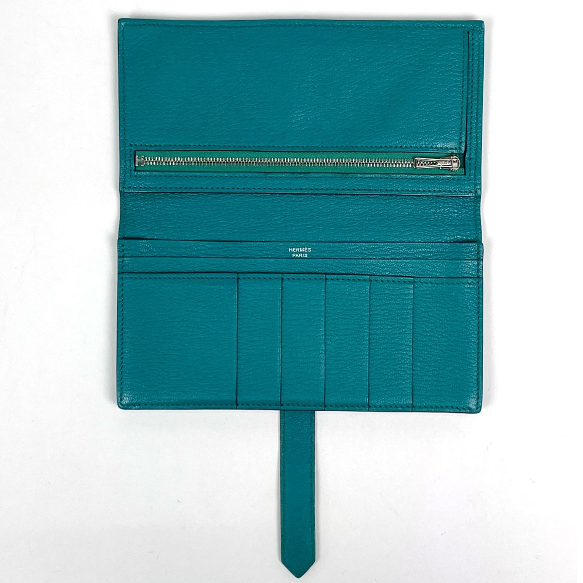 Hermes Bearn Soufflet Wallet Chevre Malachite — view 8