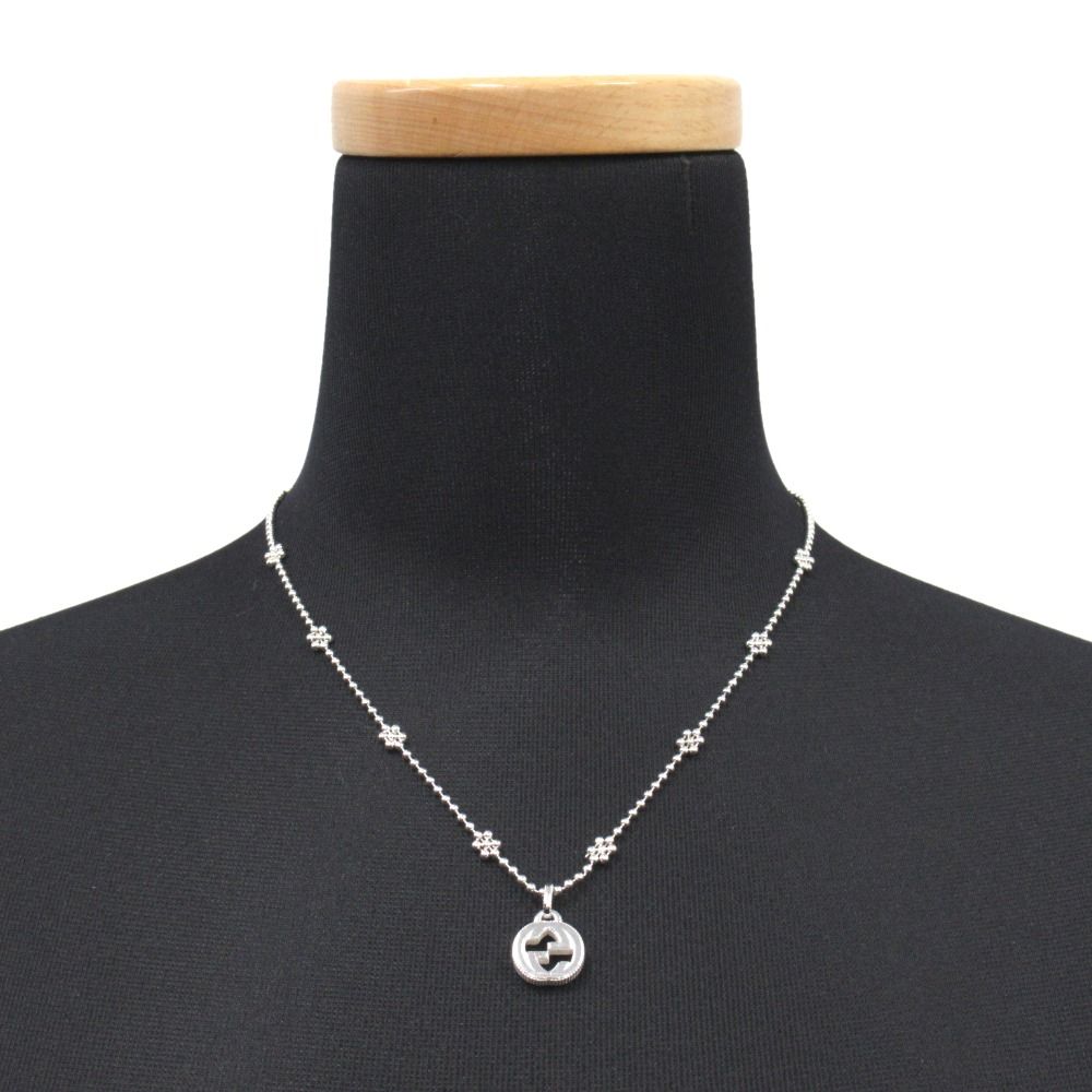 Gucci Interlocking G Flower Motif Necklace Silver — view 4