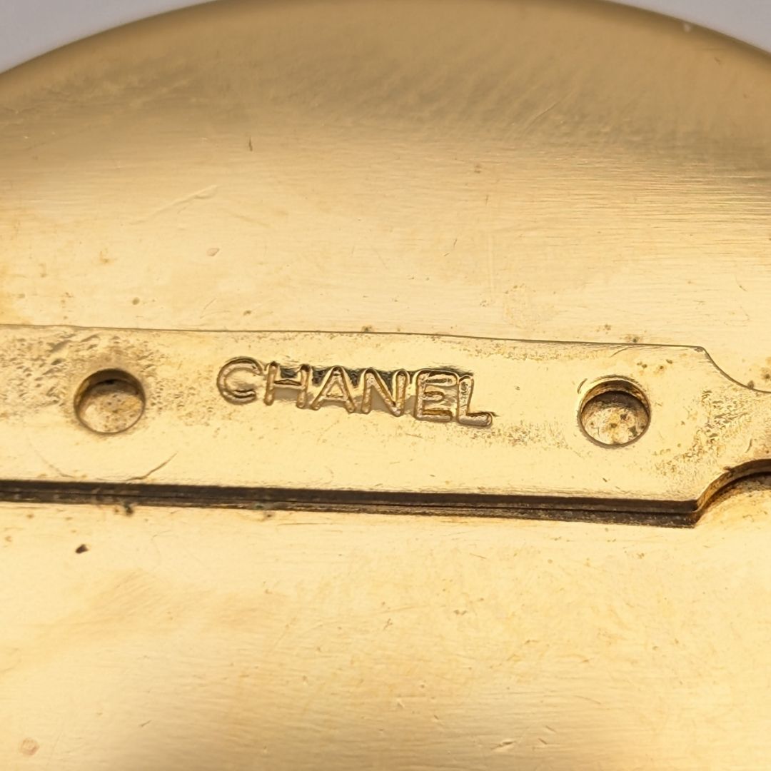 Chanel Brooch CC Logo Cambon Gold Black First Era Vintage — view 6