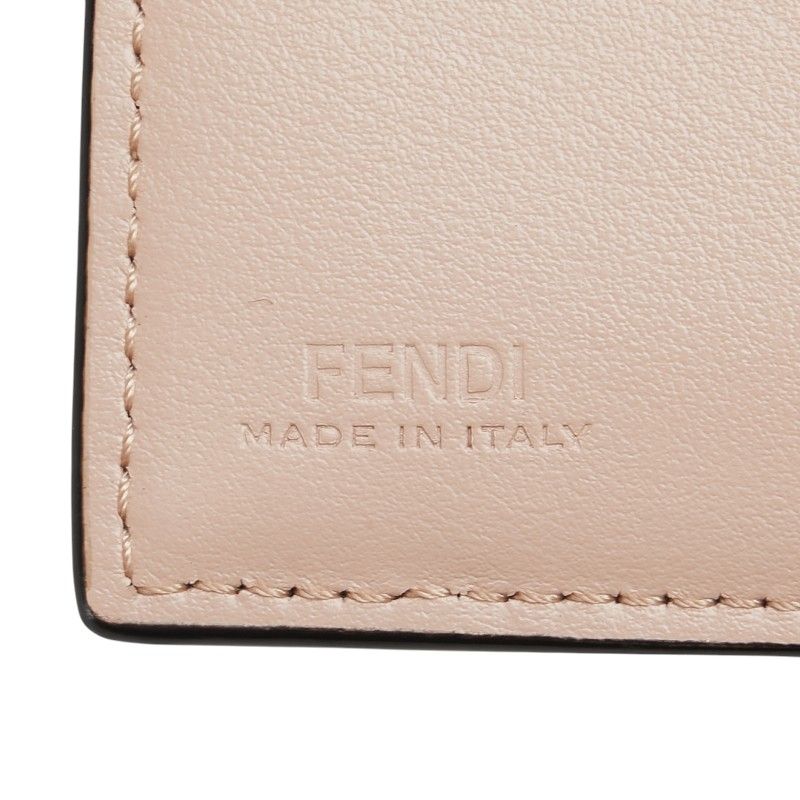 Fendi Logo Bifold Wallet Pink Black Leather — view 8