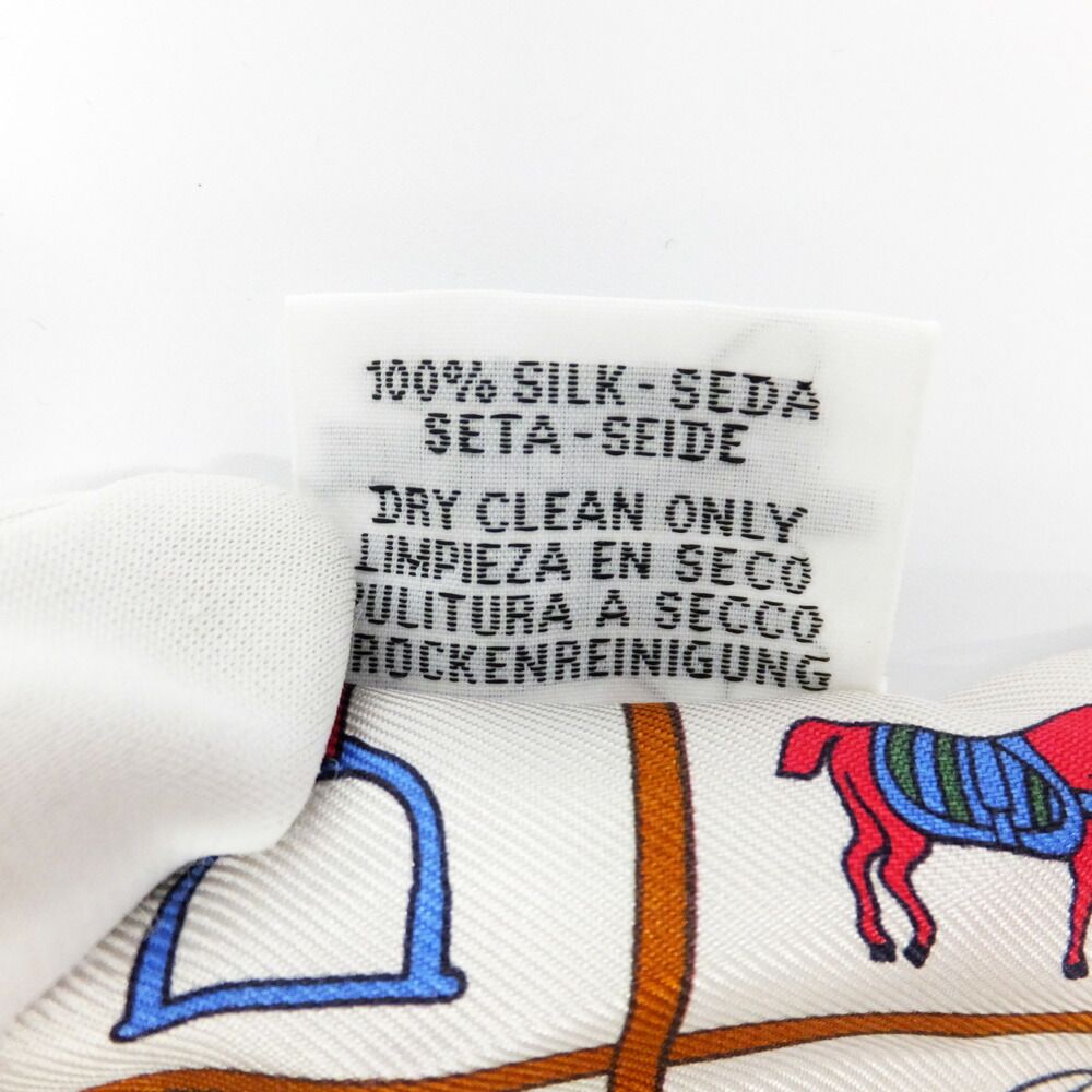 Hermes Ten Twilly Horse Tackle Couvertureset Tenues de Jour Off White Silk Scarf — view 8