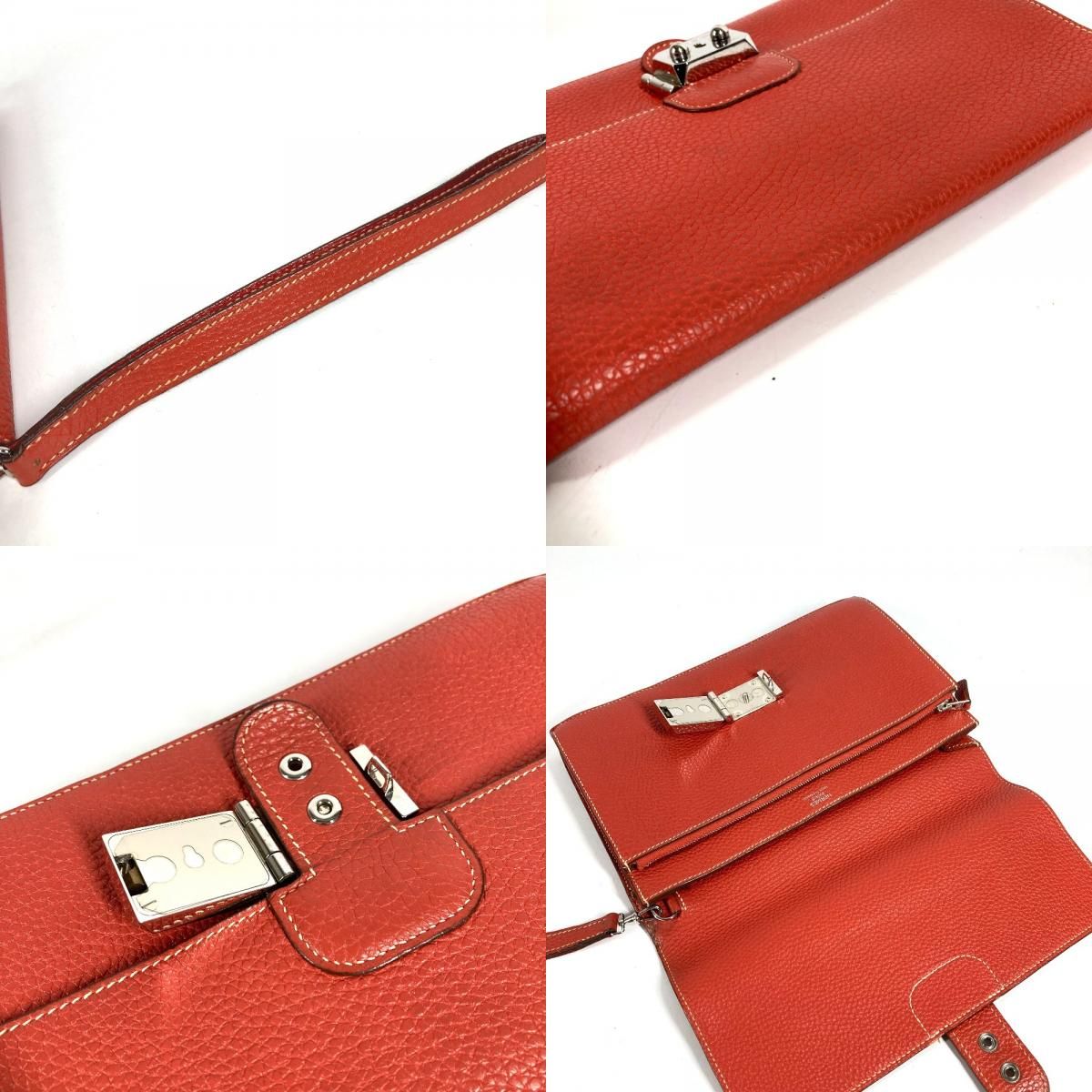 Hermes Clutch Pochette Jet Leather Brown — view 8