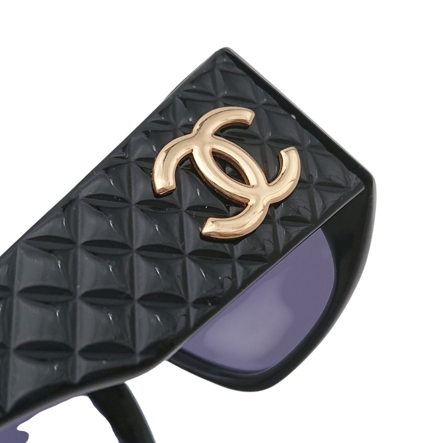 Chanel CC Logo Sunglasses Black Gold Eyewear — view 8