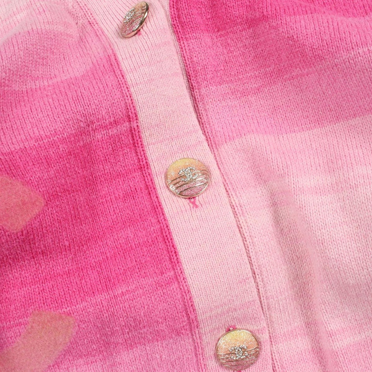 Chanel Cardigan CC Logo Neck Pink Cotton Cashmere Big Button — view 8