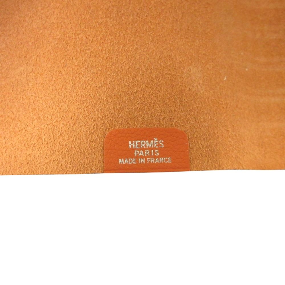 Hermes PM Note Cover Notebook Togo Leather Sellier Buttons Orange Agenda — view 7