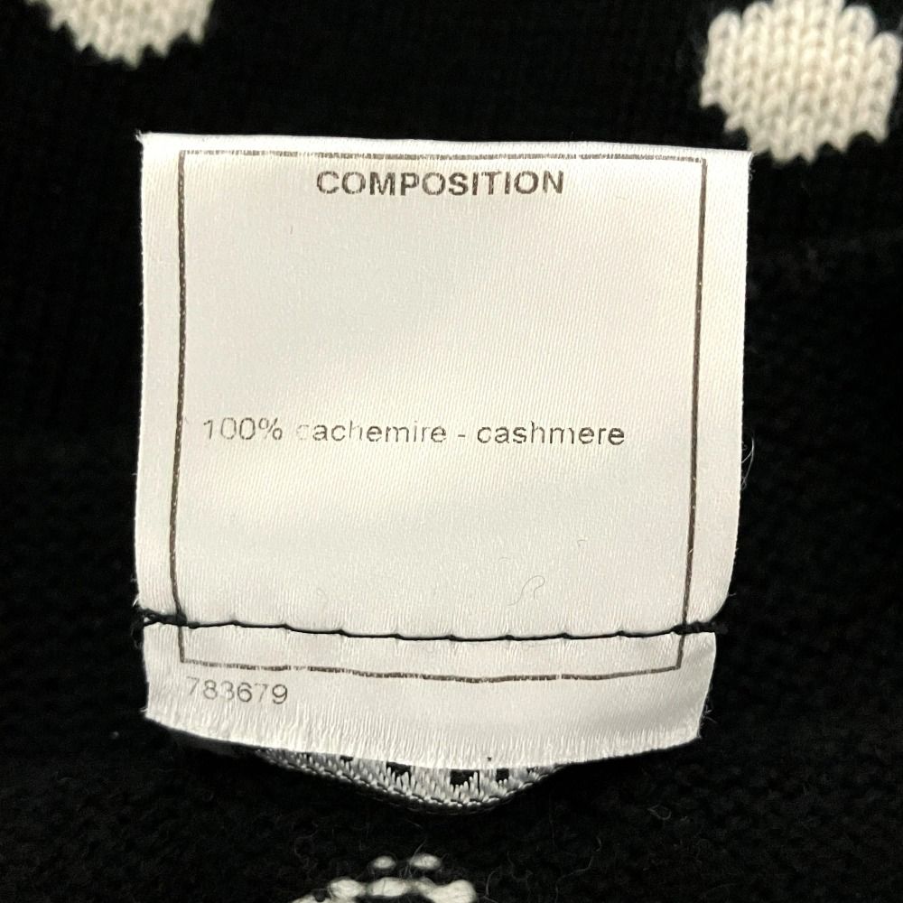 Chanel 08A Dot Pattern Jacquard 3/4 Sleeve Cashmere Knit Cardigan 34 Black White — view 7