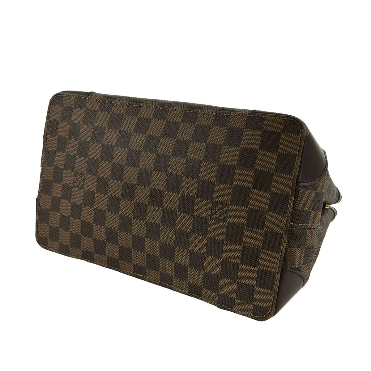 Louis Vuitton Hampstead PM Damier Logo Plate Leather Tote Bag Brown — view 8