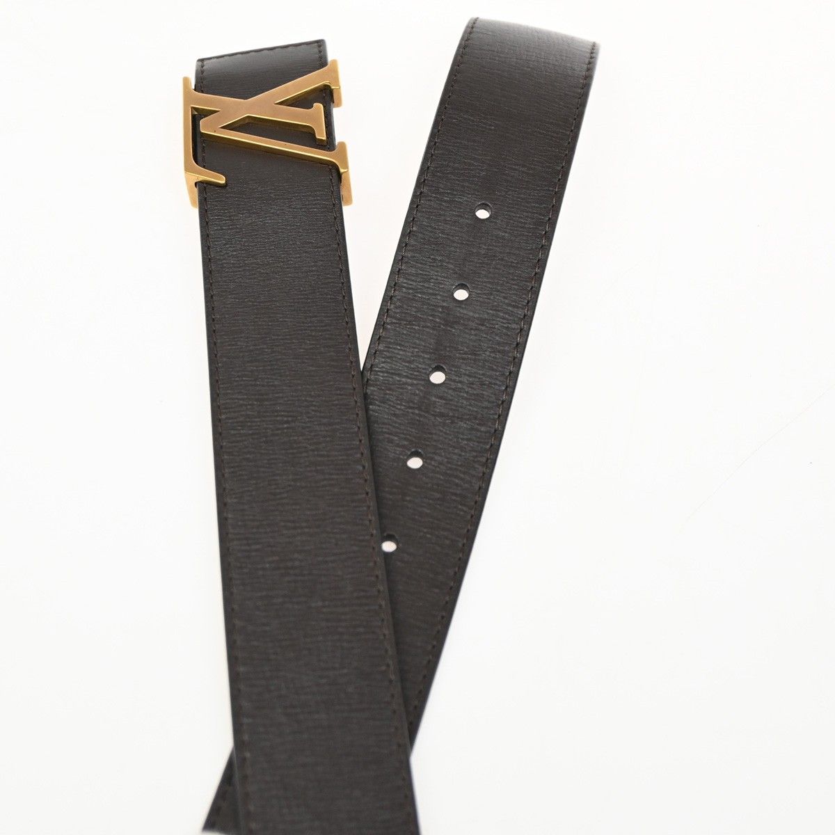 Louis Vuitton Belt Ceinture LV Initial 80 Brown Gold Leather — view 8