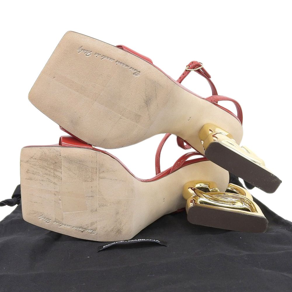 Dolce & Gabbana DG Logo Heels Patent Leather Sandals Almost — view 8