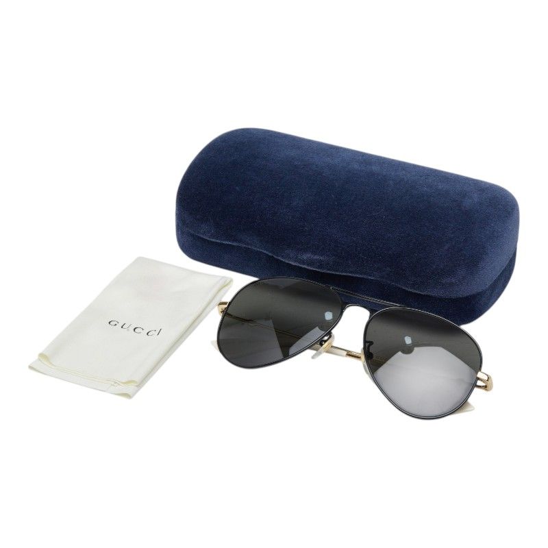 Gucci Interlocking G Bumblebee GG Teardrop Double Bridge Sunglasses Black Gold — view 7