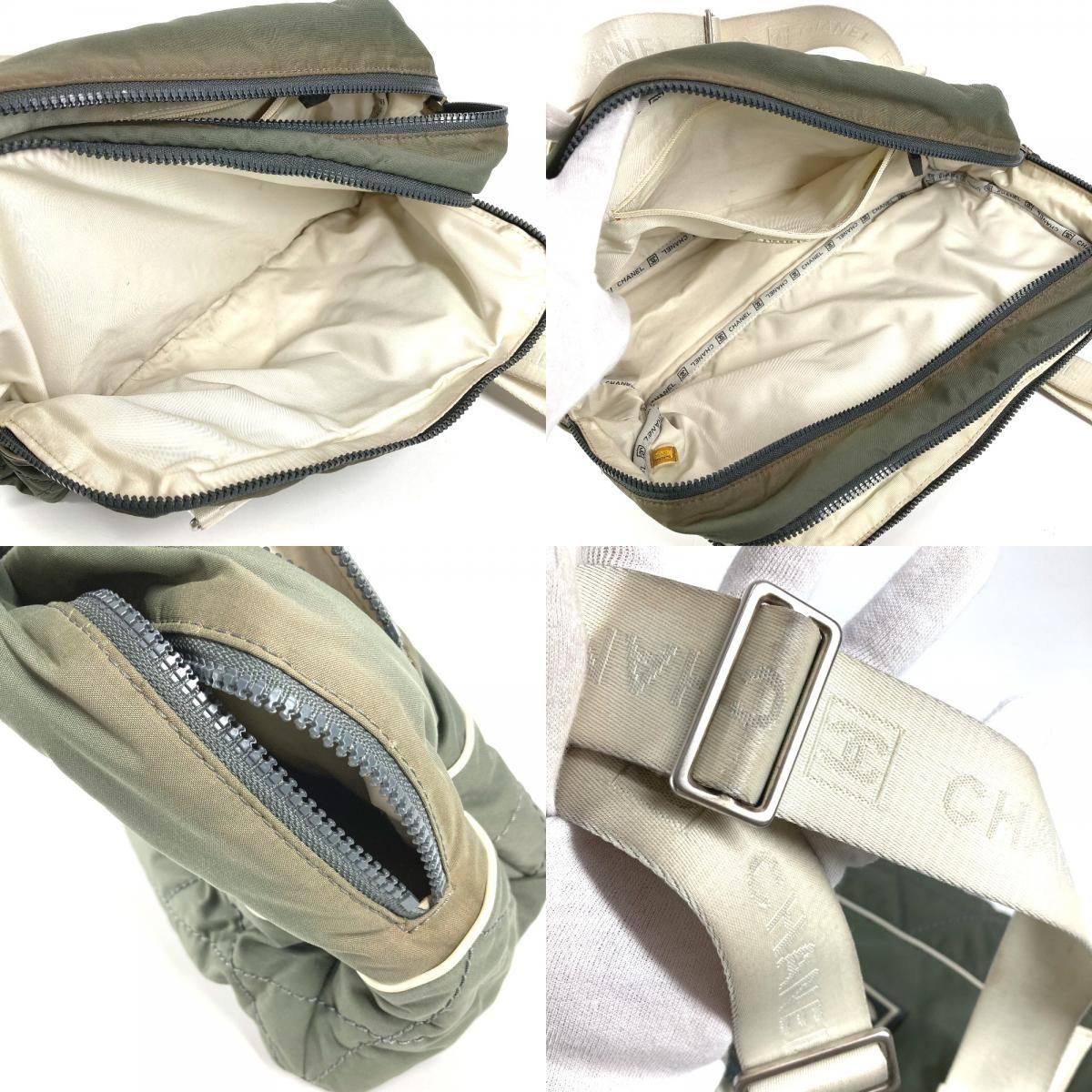 Chanel Boston Bag Logo CC Nylon Gray — view 8