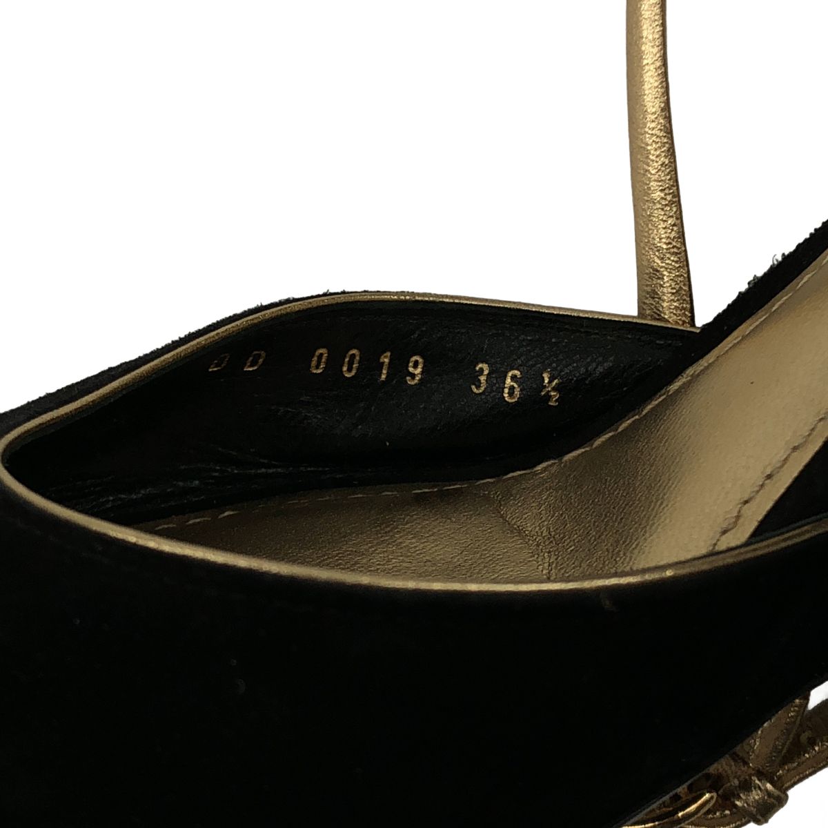 Louis Vuitton Sofia Coppola Suede Open Toe Wedge Sole Sandals Black Gold 36.5 — view 6