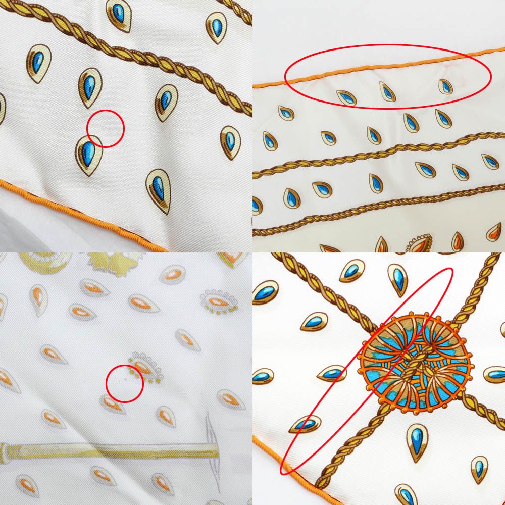 Hermes Carre 90 Tresors Retrouves Hidden Treasure with Card White Orange Scarf — view 8