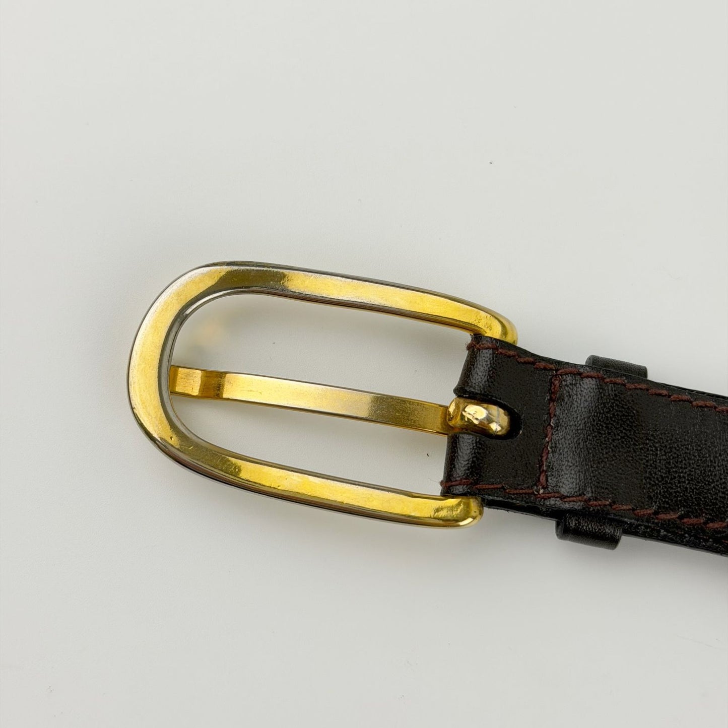 Celine Hose Carriage Leather Belt Dark Brown Gold Vintage — view 8