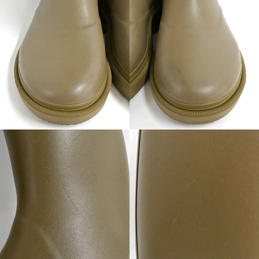 Chanel Lava Rain Boots Long Dark Beige Khaki Shoes 37 — view 8