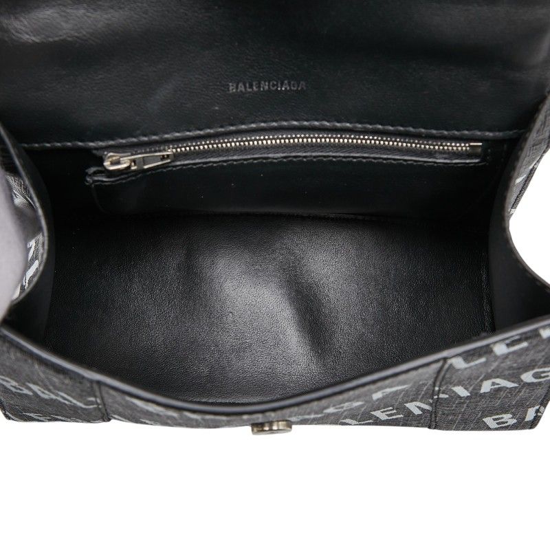 Balenciaga BB Monogram Hourglass XS 2-Way Shoulder Bag Black Leather — view 8