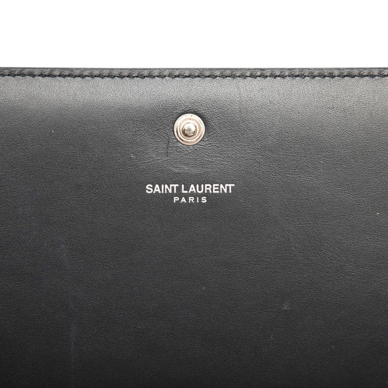Saint Laurent Star YSL Logo Chain Shoulder Bag Wallet Black Leather — view 6