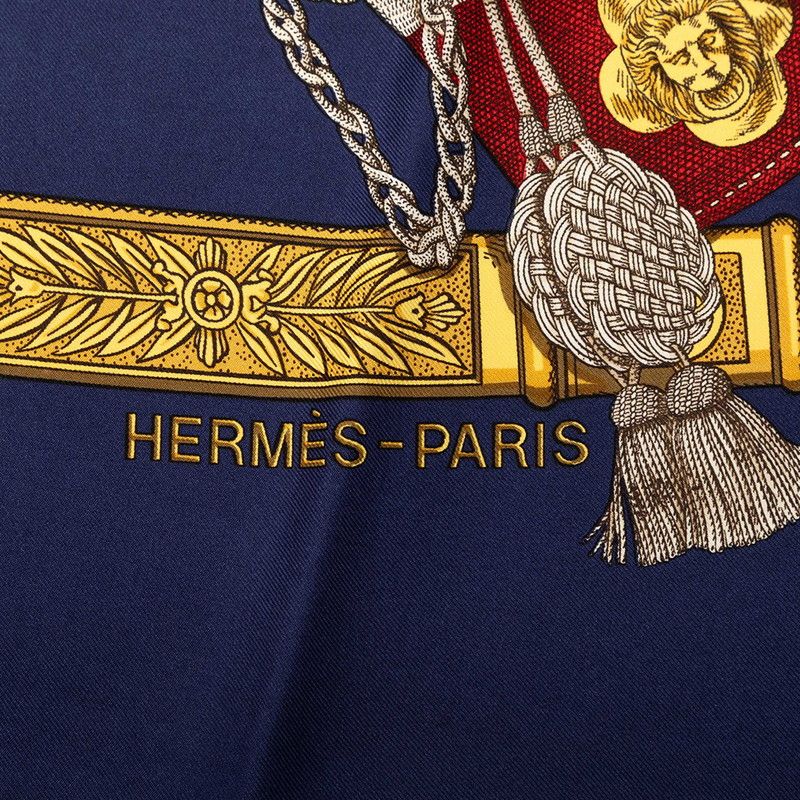 Hermes Carre 90 Grand Uniforme Scarf Navy Multicolor Silk — view 8