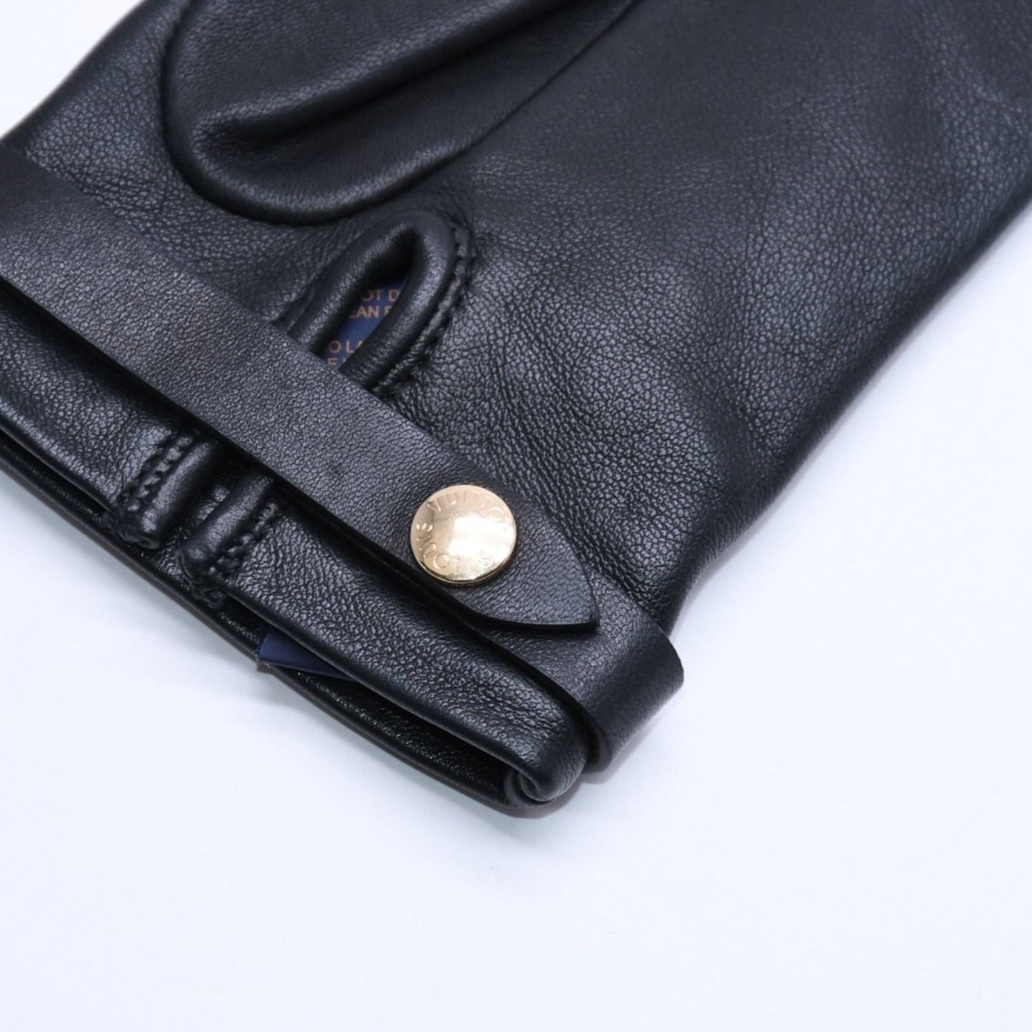 Louis Vuitton Gloves Black Lambskin Leather Gold — view 8