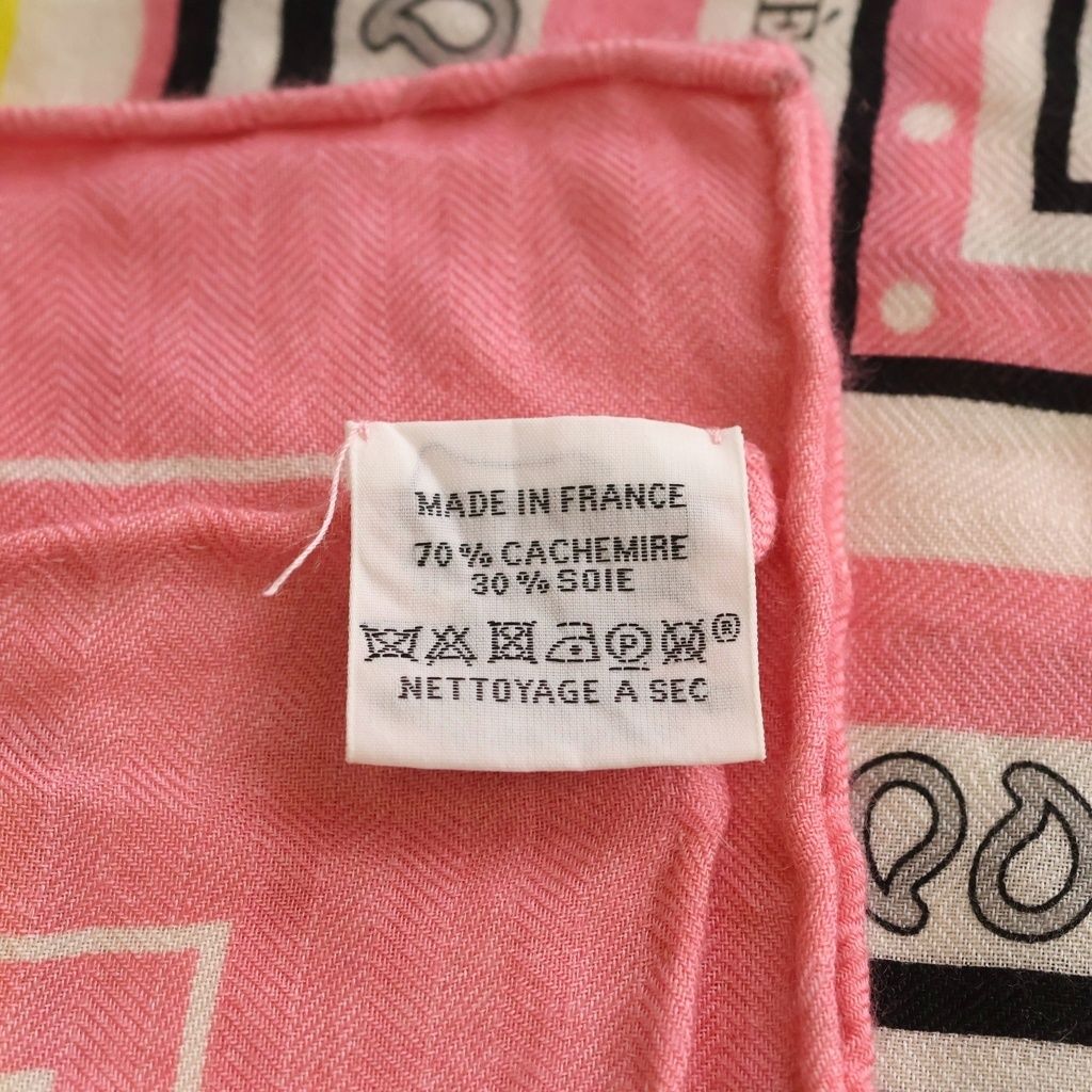 Hermes Carre Sailor Tattoo Large Silk Scarf Shawl Pink — view 6