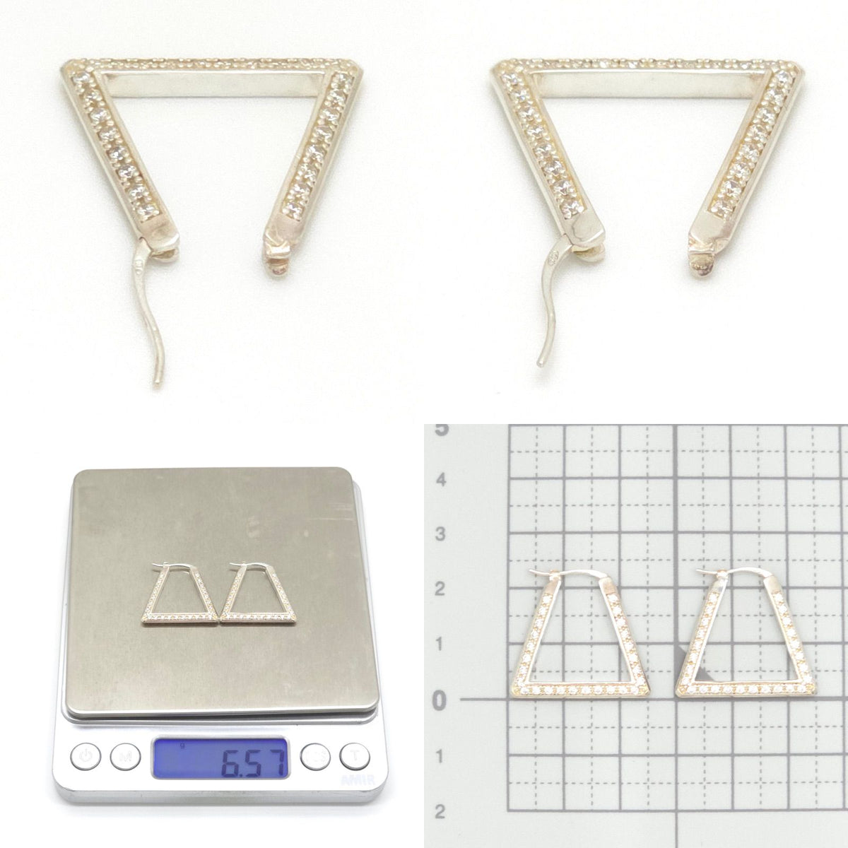 Bottega Veneta Triangle Hoop Earrings Sterling Silver Cubic Zirconia Box — view 8
