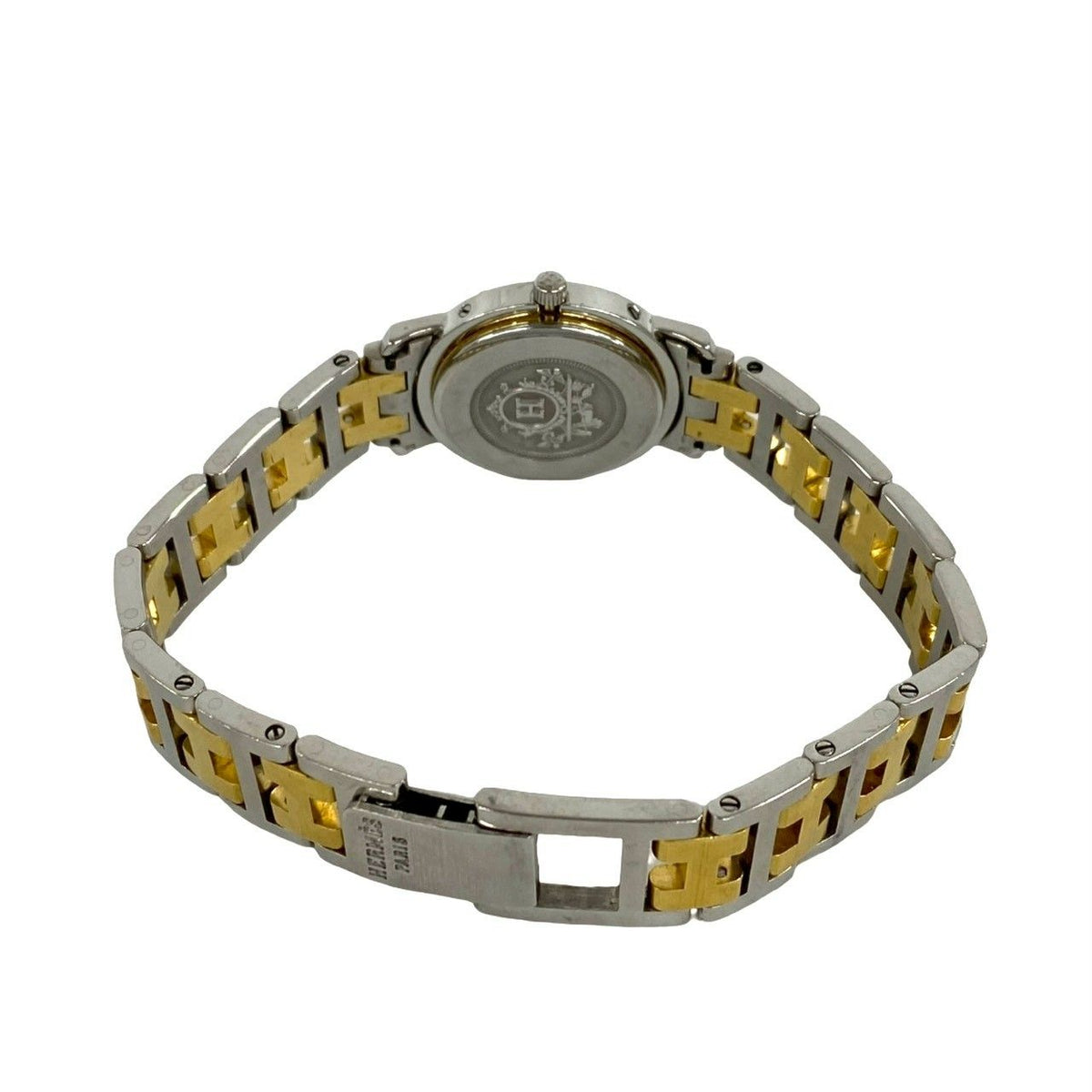 Hermes Clipper Stainless Steel Quartz Watch Wristwatch Silver Gold — view 8