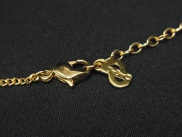 Dior Necklace Logo Gold Metal Rhinestone Vintage — view 3