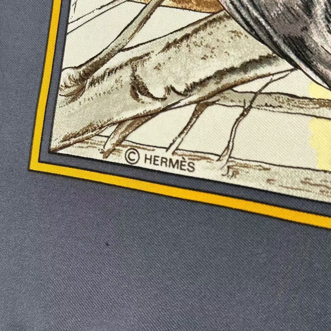 Hermes Scarf Silk Carre 90 Chasse Au Bois Forest Hunting Gray — view 8