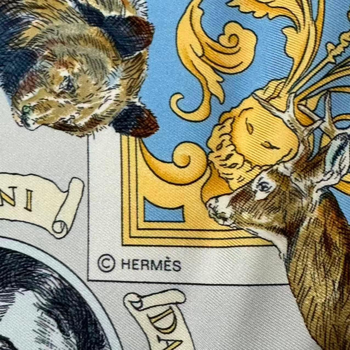 Hermes Scarf Silk Carre 90 le Canada Blue — view 8