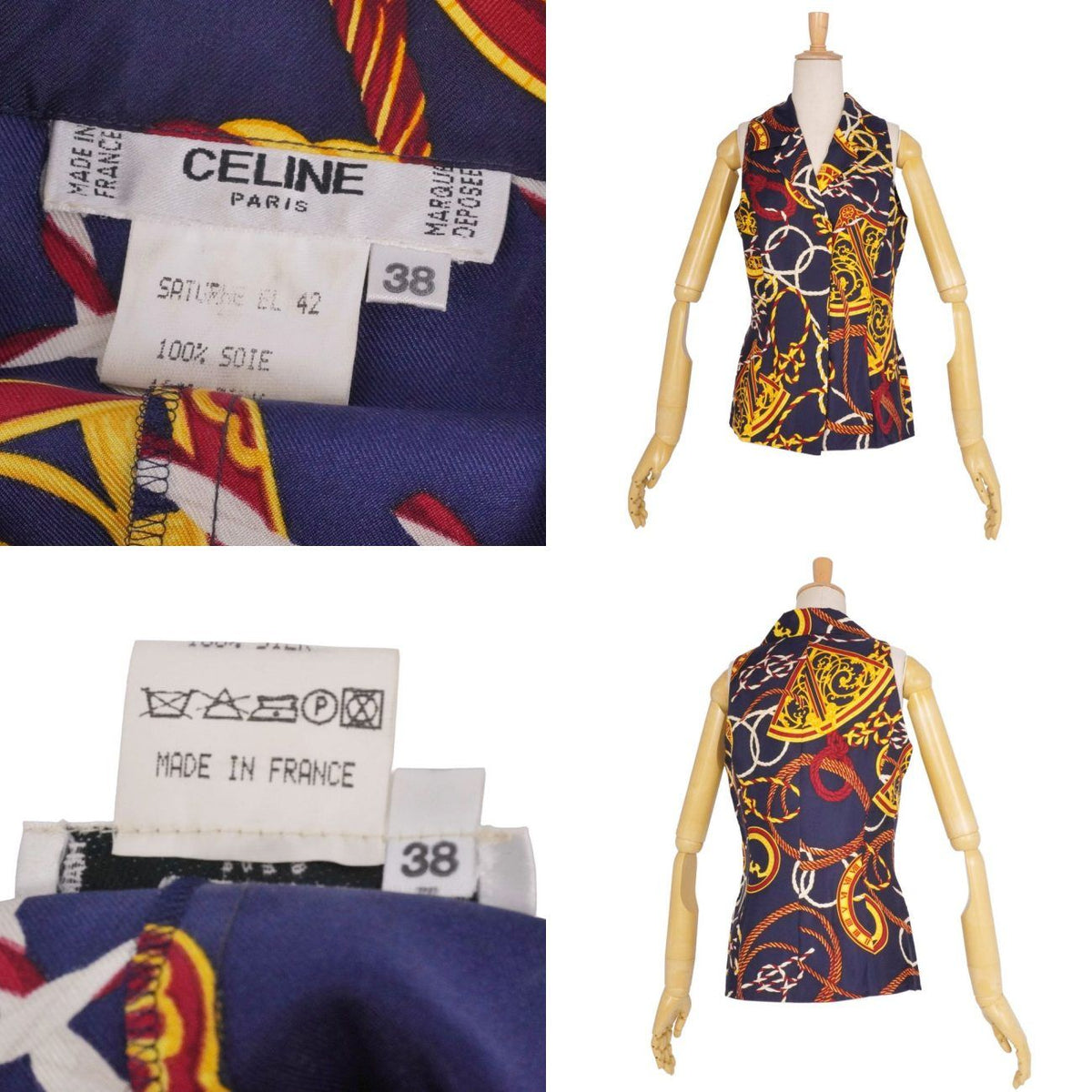 Celine Vintage Shirt Blouse Sleeveless All Over — view 7