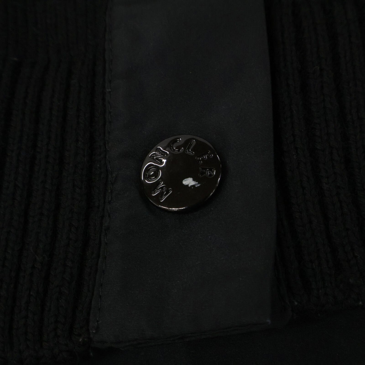 Moncler Black Tind Nylon Trim Wool Cardigan — view 8