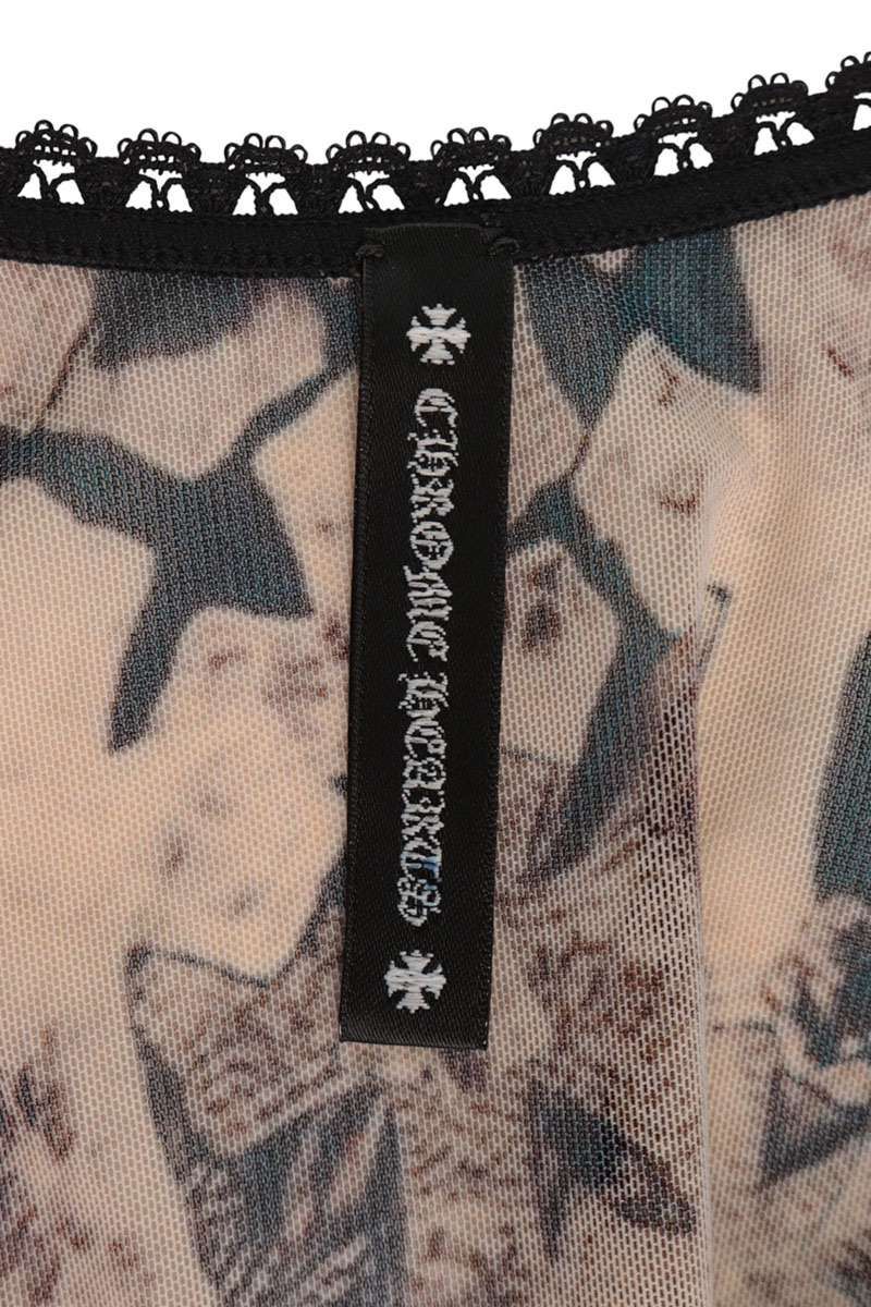 Chrome Hearts Cross All Over Print Sheer Long Sleeve Bodice XS T-Shirt — view 3