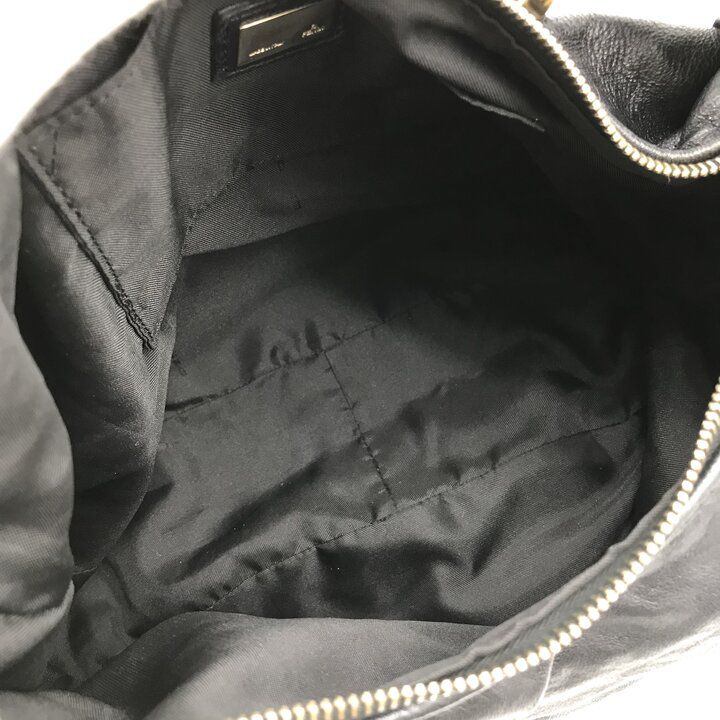 Fendi Leather Shoulder Bag Ribbon Motif Black — view 8
