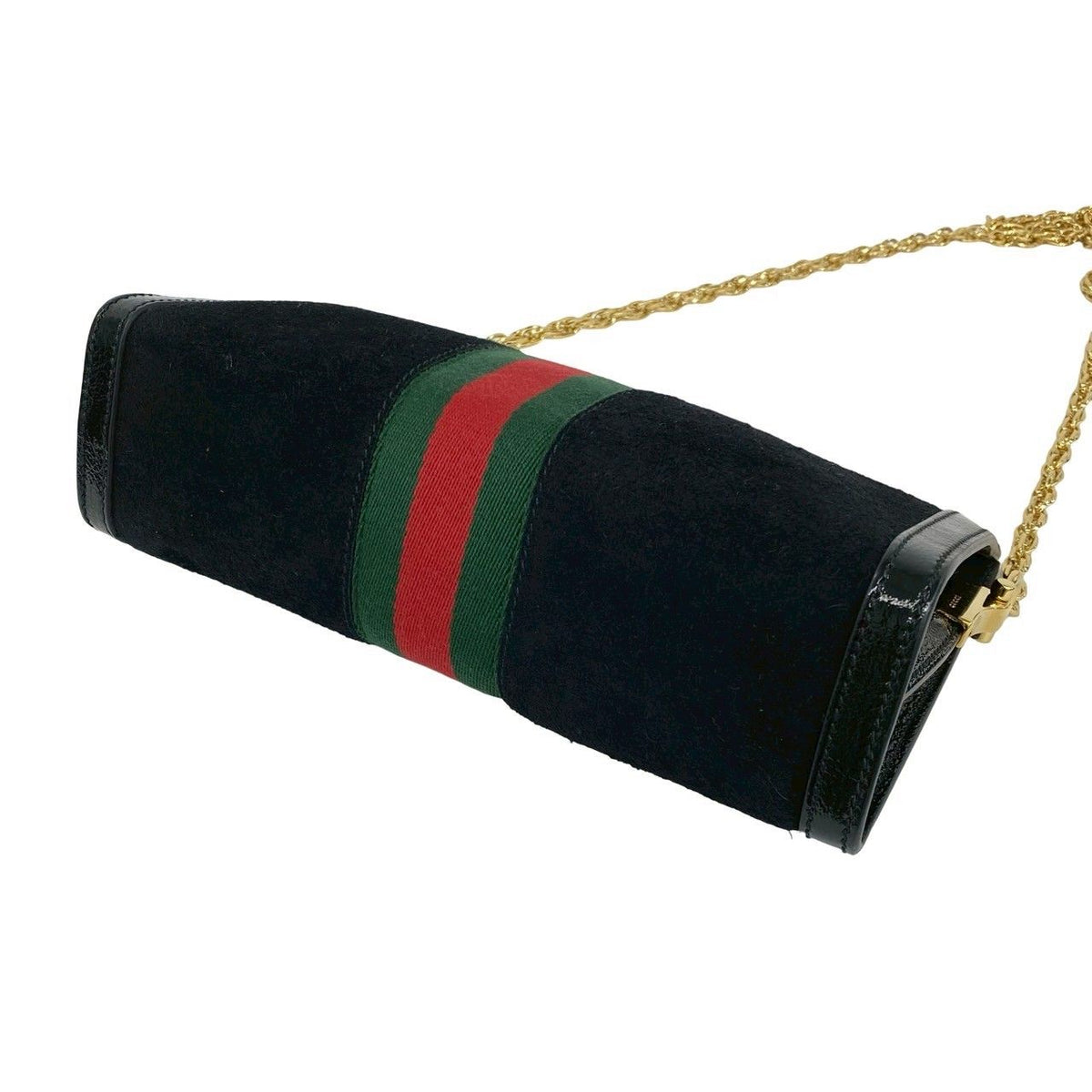 Gucci Ophidia Sherry Line GG Logo Suede Patent Shoulder Bag Black — view 8
