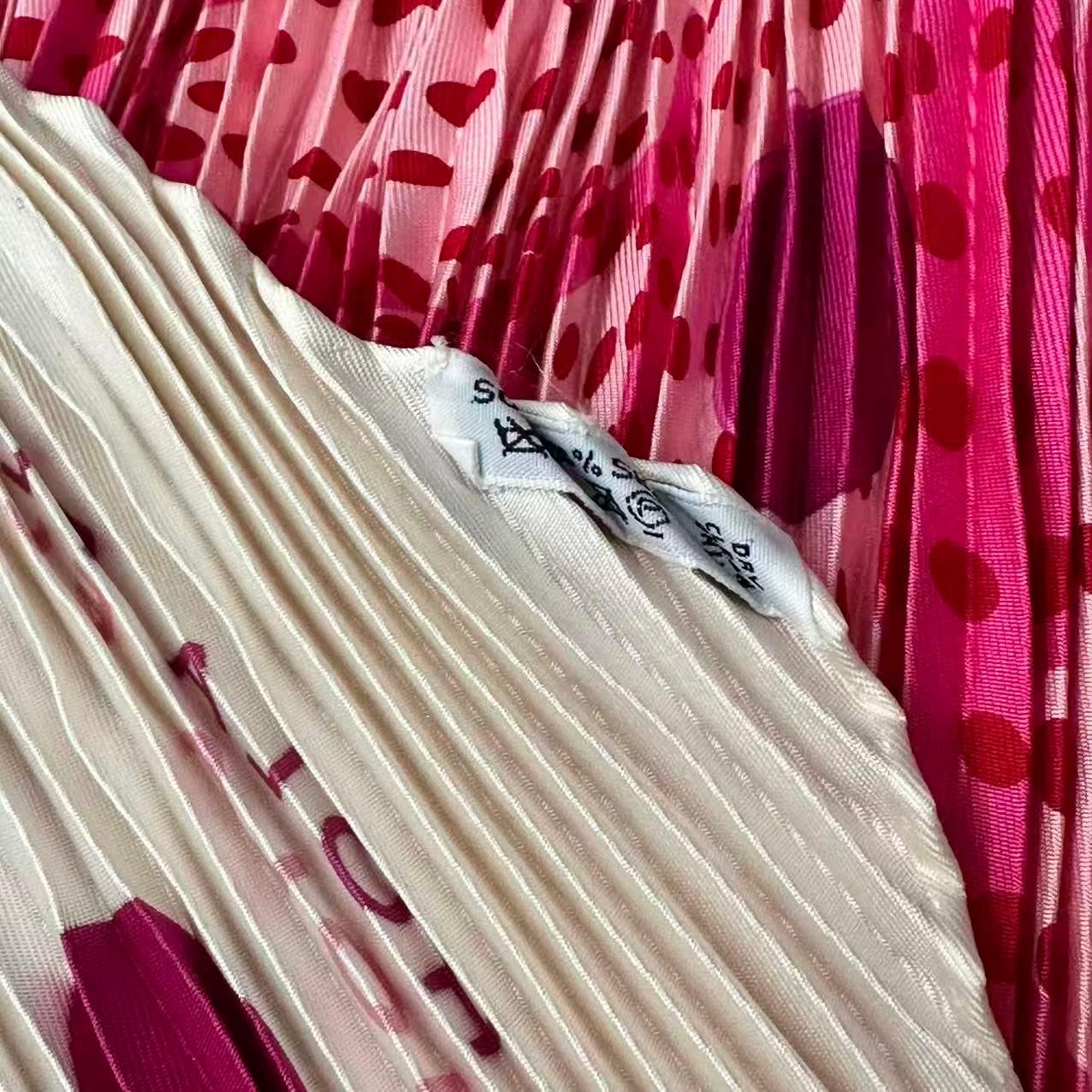 Hermes Pleats Scarf Silk Hola Flamenca! Pink — view 8