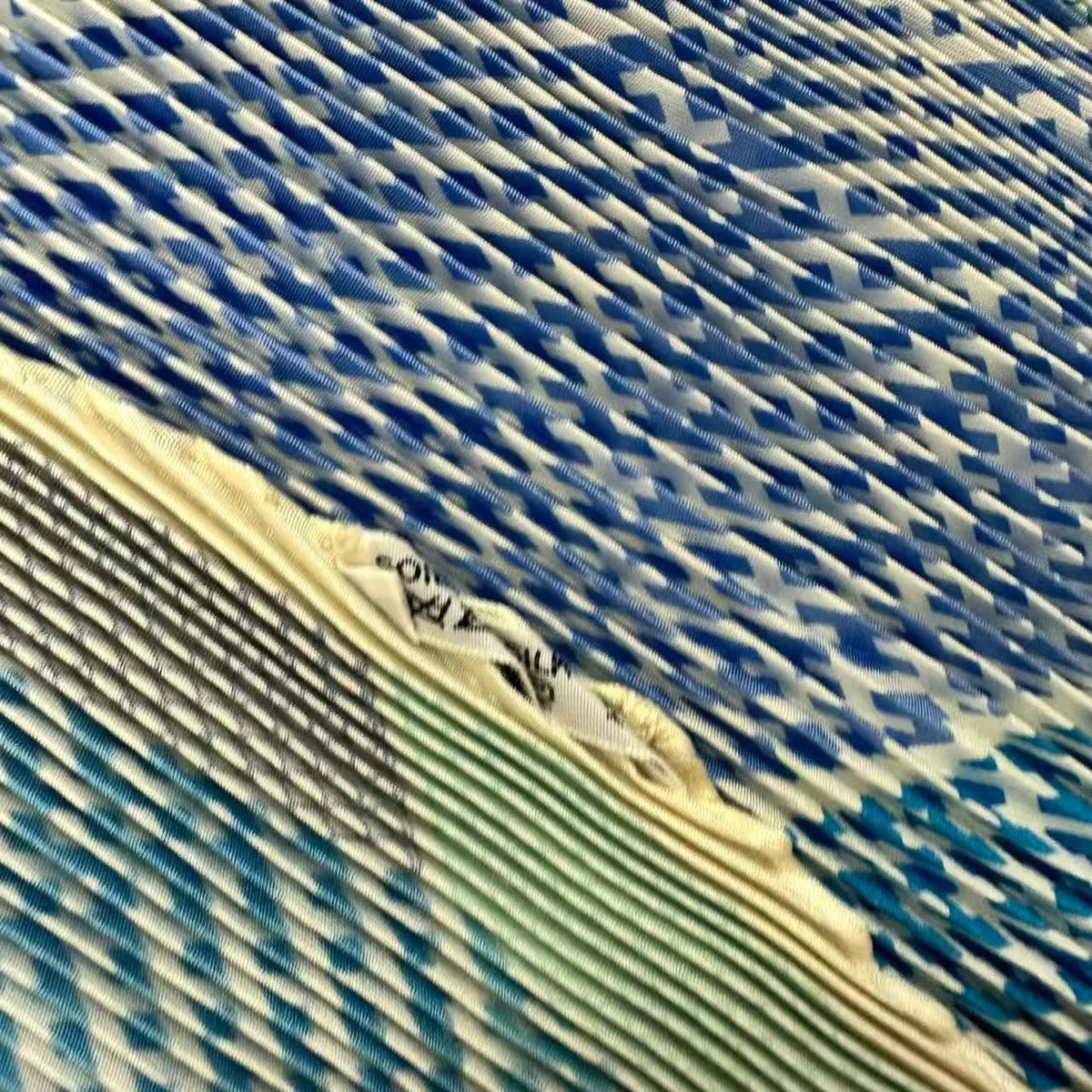 Hermes Pleats Scarf Silk Triangle Geant Blue — view 7