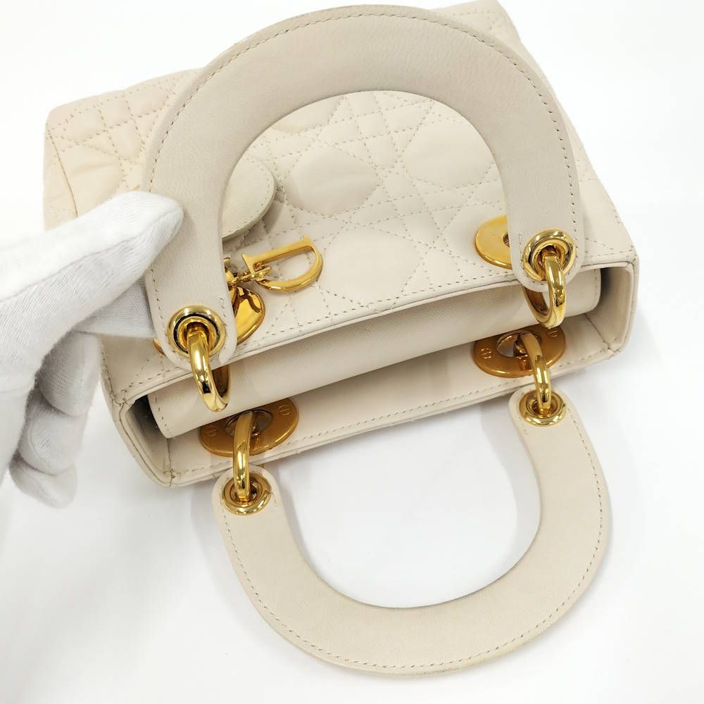 Dior Lady Dior 2-Way Bag Leather Ivory — view 8