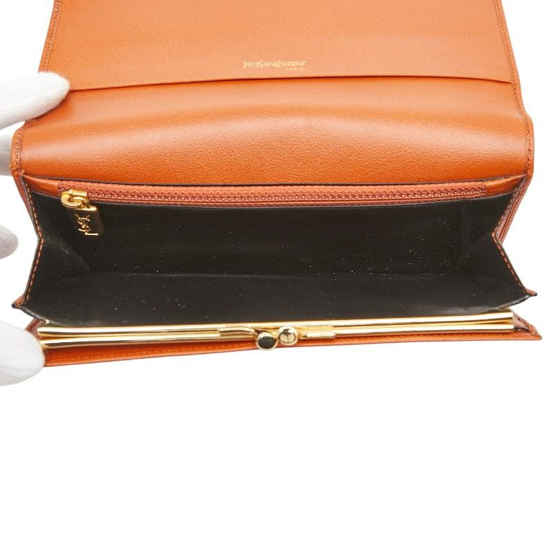 Saint Laurent Vintage Line Wallet Brown Leather — view 8