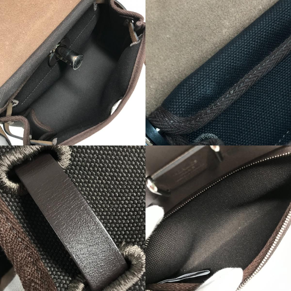Hermes Shoulder Bag Herbag Zip Mini Toile Military Brown — view 8