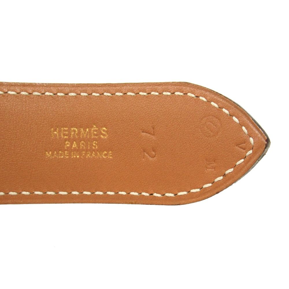 Hermes Horse Buckle Belt Courchevel Leather Vintage 72 Brown — view 8