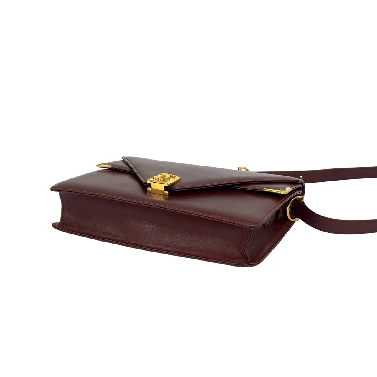 Cartier Must Line Leather Shoulder Bag Pochette Crossbody Wine Red Bordeaux — view 8