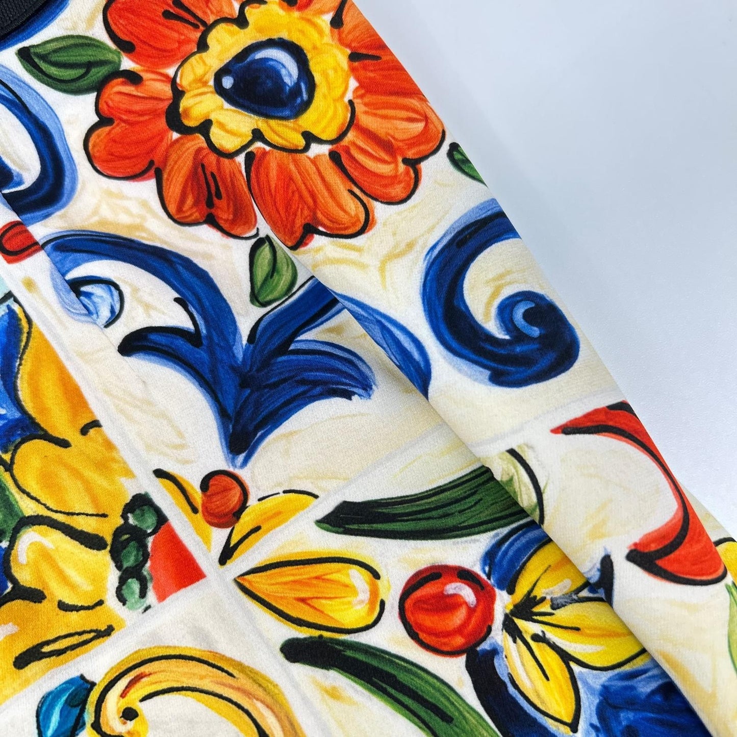 Dolce & Gabbana Multicolor Majolica Print Side Slit Silk Skirt 36 — view 8