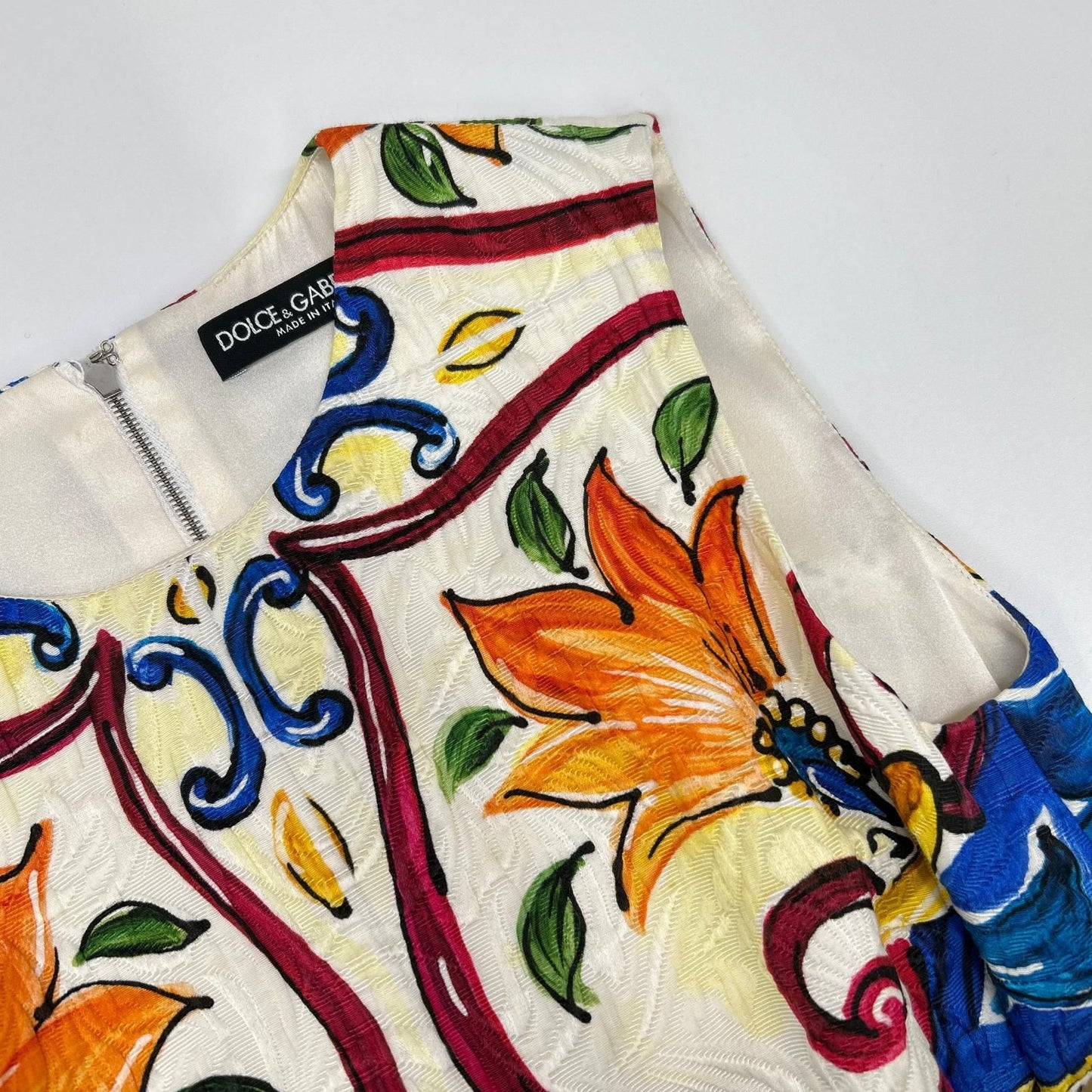 Dolce & Gabbana Multicolor Majolica Print Sleeveless Dress 36 — view 8