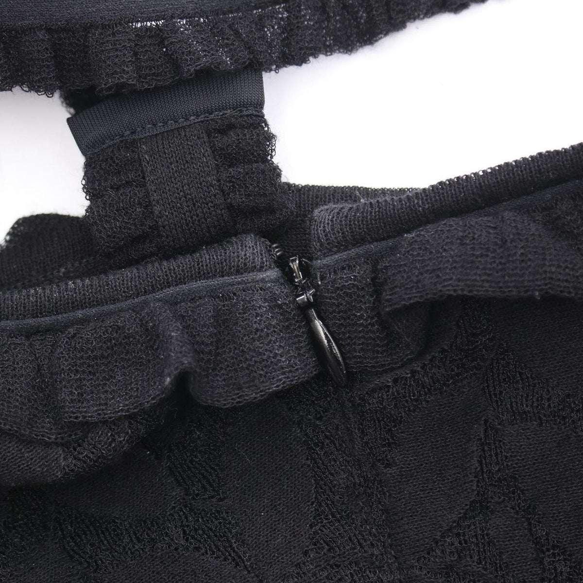 Chanel Dress CC Logo Button Camellia Lace Sleeveless Black Nylon Cotton — view 8