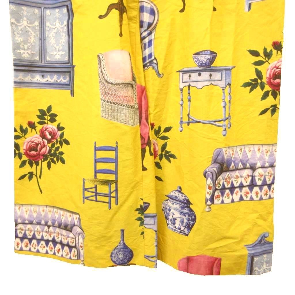 Max Mara Weekend Line Wide Pants Cotton 44 Yellow All Over Pattern Long YU — view 6