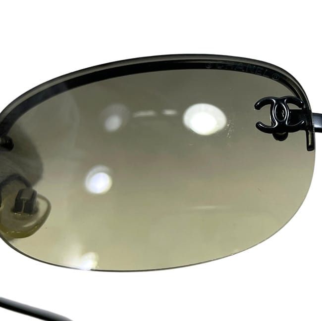Chanel Sunglasses Black Gradient CC Logo Side Metal Acetate Eyewear Square Lens — view 8