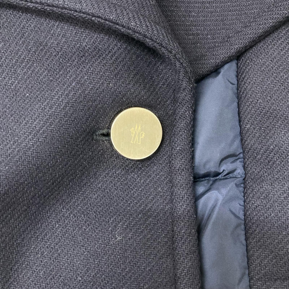 Moncler Aulampia Double Breasted Wool Contrast Down Jacket — view 8