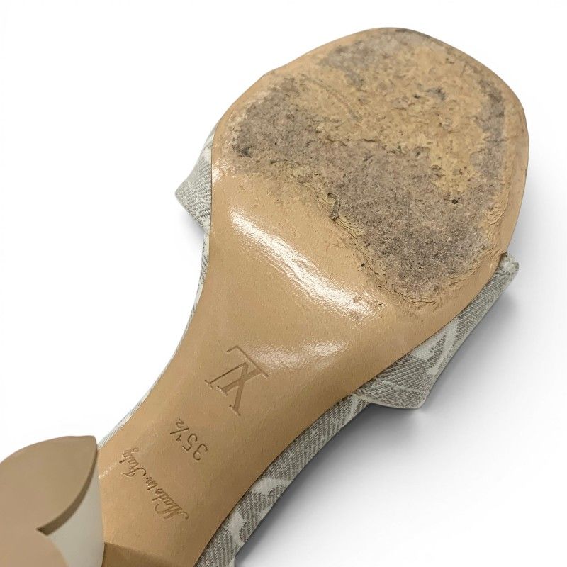 Louis Vuitton Silhouette Line Monogram Sandals Shoes Canvas Leather Light Gray — view 8
