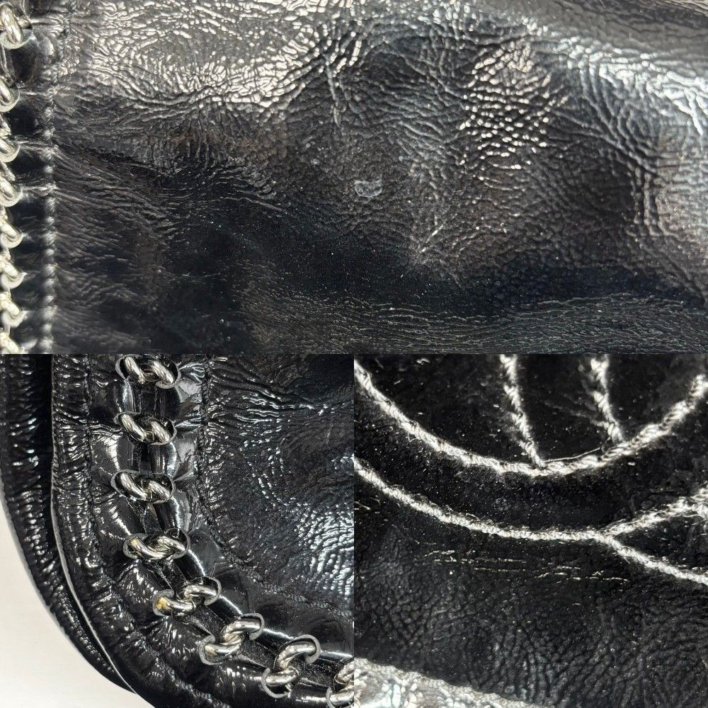 Chanel Shoulder Bag CC Logo Chain Bag Patent Patent Leather Black Silver — view 8